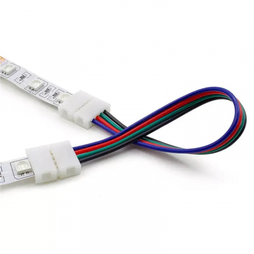 Коннектор OEM для LED ленты RGB 12В 10мм 2 зажима через провод 4pin 22203