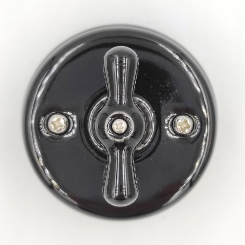 Выключатель накладной поворотный RE керамический черный двухклавишный RE-5519-02