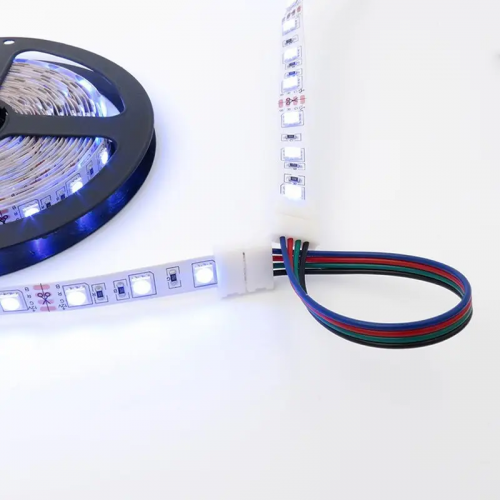 Коннектор OEM для LED ленты RGB 12В 10мм 2 зажима через провод 4pin 22203