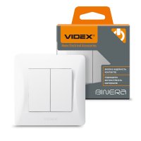 Выключатель Videx Binera белый 2кл VF-BNSW2-W