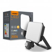 Світлодіодний прожектор Videx F3 30W 5000К IP65 з датчиком руху і освітленості VLE-F3-0305B-S