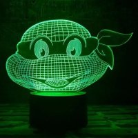 3D світильник "Черепашка ніндзя 1" з пультом+адаптер+батарейки (3ААА) 05-033