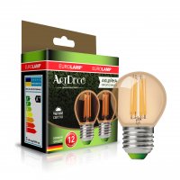 Мультипак Eurolamp "1+1" LED лампа филамент G45 5W E27 3000K (deco) MLP-LED-G45-05273(Amber)
