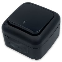 Вимикач зовнішній прохідний Viko Palmiye Чорний IP54 90555104