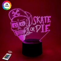 3D светильник "Skate or Die" с пультом+адаптер+батарейки (3ААА) 547CCC