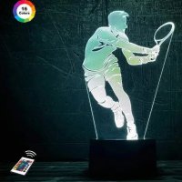 3D светильник "Теннисист" с пультом+адаптер+батарейки (3ААА) 10-027