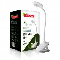 Настільна LED лампа акумуляторна Eurolamp 3W 1200mAh 3000-6500К біла з функцією зарядки гаджетів LED-TLB-3W(white)USB