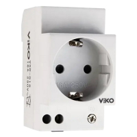 Розетка на DIN-рейку с заземлением Viko 16А 250V AC белая VSR-G16