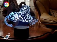 3D світильник "Тигр" з пультом+адаптер+батарейки (3ААА) 02-047