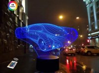3D светильник "Автомобиль 7" с пультом+адаптер+батарейки (3ААА) 08-017