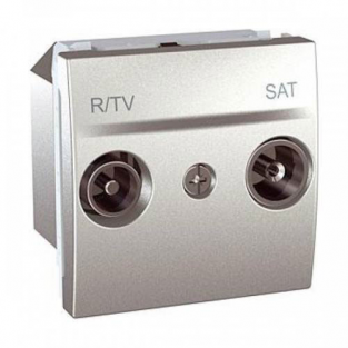 Механизм розетки TV-FM-SAT проходной 2 м. Schneider серия Unica алюминий MGU3.456.30