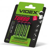 Батарейки лужні Videx LR03/AAA Turbo  BLISTER блістер 4 шт. LR03T/AAA 4B