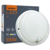 LED светильник с датчиком ИК IP54 Videx ЖКХ круглый сенсорный 12W 5000K VL-BHR-125W-SP