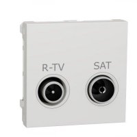 Розетка R-TV/ SAT, крайова, 2-мод., Unica New NU345518 білий