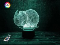 3D светильник "Носорог" с пультом+адаптер+батарейки (3ААА) 02-017