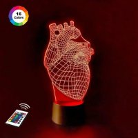 3D світильник "Серце 2" з пультом+адаптер+батарейки (3ААА) 6743КК