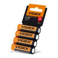 Батарейки солевые Videx R06P/AA 4 SHRINK CARD блистер 4шт. R6P/AA 4pcs SC