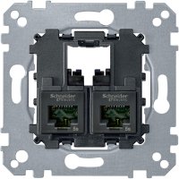 Механизм компьютерной розетки 2xRJ45 кат. 6е, UTP Schneider Merten MTN4576-0002