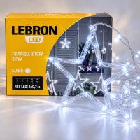 LED гирлянда Lebron штора 3x0,7м звезда 138LED 220В белая 15-18-90