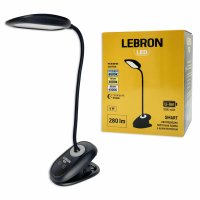 Настольная LED лампа аккумуляторная Lebron L-TL-7506BL гибкая 5W 3000-6500K черный 15-13-53