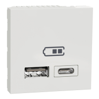 Двойная USB розетка A+C Schneider Unica New белая NU301818