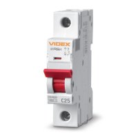 Автоматичний вимикач Videx RESIST RS4 1п 25А З 4,5кА VF-RS4-AV1C25