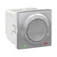 Термостат электронный, 8А, встроенный термодатчик, Schneider Unica New NU350130 алюминий