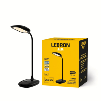 Настольная LED лампа аккумуляторная Lebron L-TL-7706BL гибкая 5W 3000-6500K черный 15-13-51