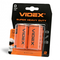 Батарейки сольові Videx R20P/D BLISTER 2шт. R20P/2B/D/1.5V