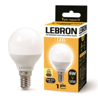 Світлодіодна лампа Lebron 6W Е14 3000K L-G45 11-12-19