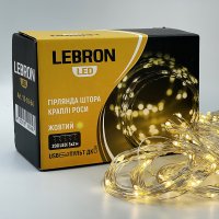 LED гірлянда Lebron штора (завіса) 3x2м 200LED 220В USB пульт ДК жовта 15-18-64