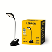 Настольная LED лампа аккумуляторная Lebron L-TL-7506BL гибкая 5W 3000-6500K черный 15-13-53