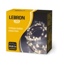 Led гирлянда Lebron линейная капли росы 20LED 2м IP20 желтая 15-18-05