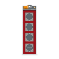 Рамка червоне скло 4 поста горизонтальна Videx Binera VF-BNFRG4H-RD