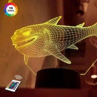 3D світильник "Акула" з пультом+адаптер+батарейки (3ААА) 02-039