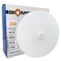 Світлодіодний світильник накладний Biom 24W 5000К BYR-04-24-5-IR з ІЧ датчиком руху 23483