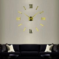 Большие настенные часы Римские/полосы 2018 Gold