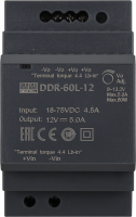 Ізольований DC/DC-перетворювач Mean Well на DIN-рейку 60W 5A 12V DDR-60L-12