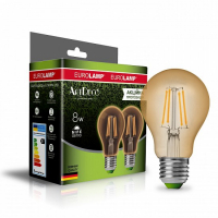 Мультипак Eurolamp "1+1" LED лампа филамент (filament) A60 8W E27 4000K (deco) MLP-LED-A60-08274(Amber)new