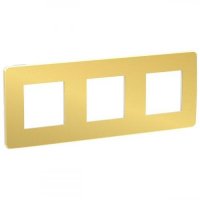 Рамка 3-постовая, Schneider Unica STUDIO METAL золото/белый
