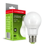 Світлодіодна LED лампа Euroelectric A60 12W E27 4000K з датчиком руху LED-A60-12274(ST)