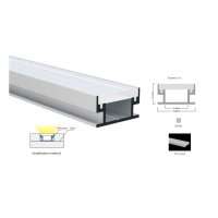 Комплект LEDBOX S профиль встроенный алюминиевый LP-SL126 + рассеиватель матовый 21818