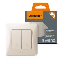 Выключатель Videx Binera кремовый 2кл проходной VF-BNSW2P-CR