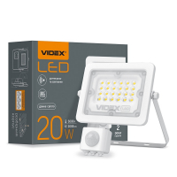 Світлодіодний прожектор Videx F2e 20W 5000К з датчиком руху і освітленості VL-F2e205W-S
