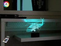3D світильник "Вертоліт" з пультом+адаптер+батарейки (3ААА) 09-014