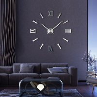 Большие настенные часы Римские/полосы 2018 Silver