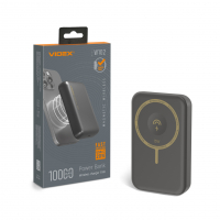 Портативное зарядное устройство (повербанк) Videx 10000mAh PD20W с беспроводной зарядкой Grey VPB-W102-G
