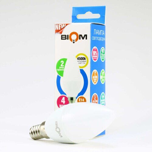 Світлодіодна лампа Biom свічка 4W E14 4500K BT-550