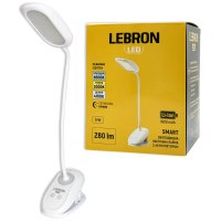 Настольная LED лампа аккумуляторная Lebron L-TL-7506WH гибкая 5W 3000-6500K белый 15-13-52