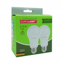 Мультипак "1+1" LED лампа Eurolamp A60 12W E27 4000K MLP-LED-A60-12274(E)